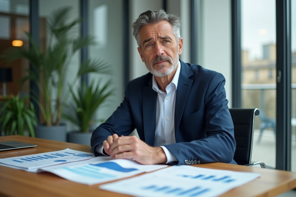 Analyste financier examinant des graphiques de rendement de dividendes dans un bureau parisien moderne