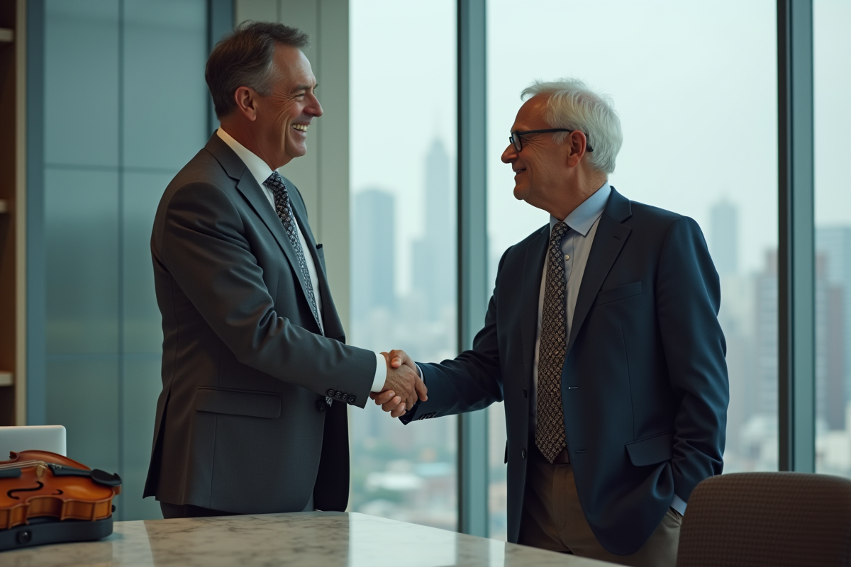 Conseiller financier serrant la main d