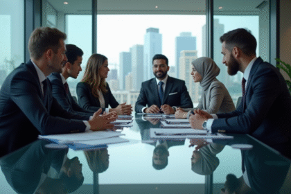 Groupe de professionnels en réunion d'affaires collaboration